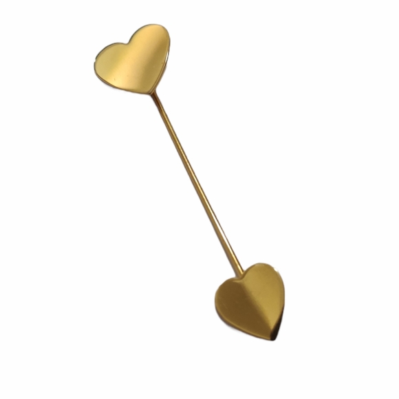 Unique Vintage Jewelry - Double Heart Gold Vintage Lapel Brooch Stick Pin